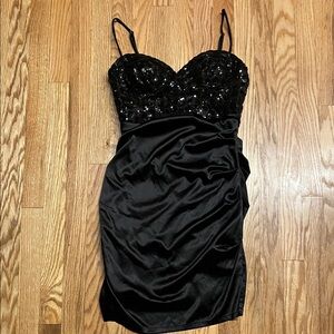 Chic Black Sequin Mini Dress